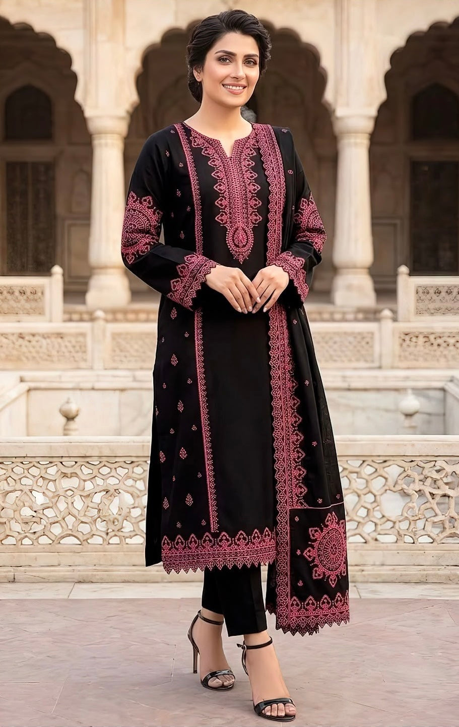 BAREEZE | DHANAK 3 PC FULL HEAVY EMB SUIT WITH HEAVY EMB SHAWL FOR WINTER 2027