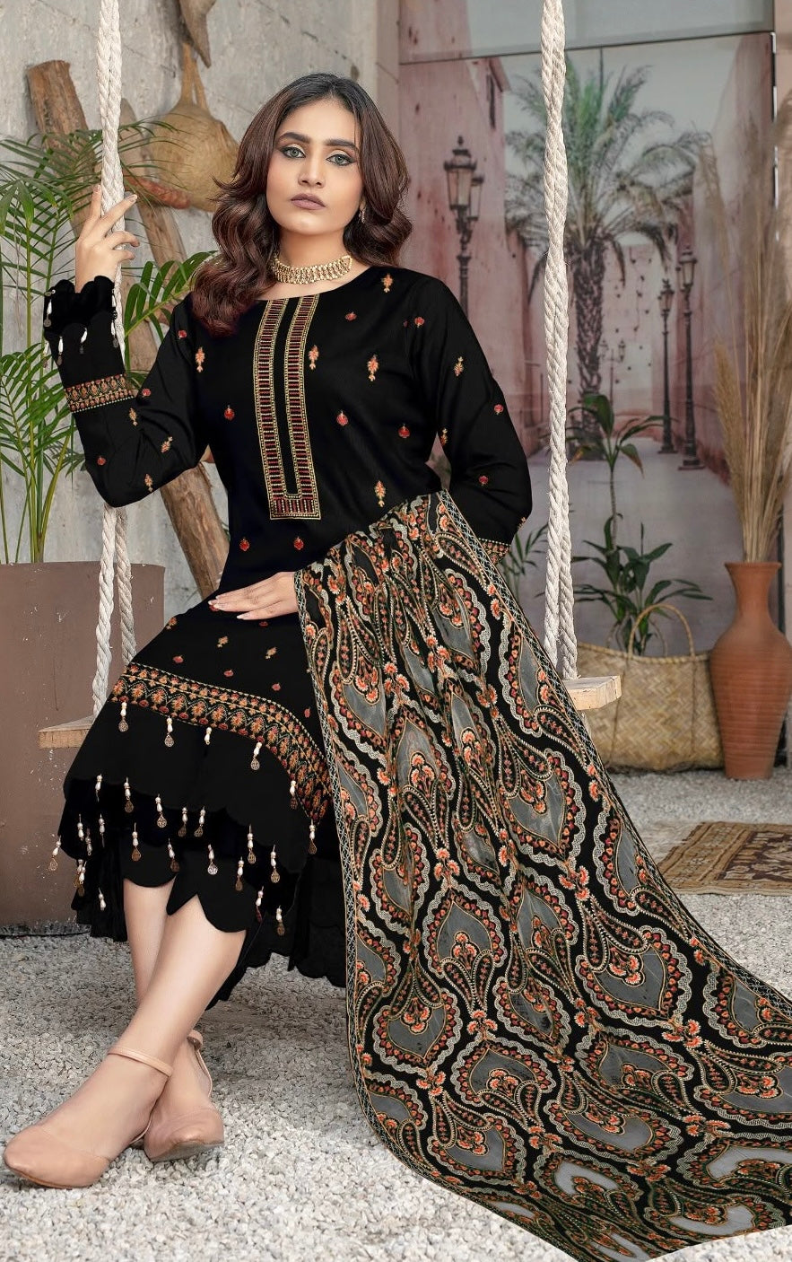 BAREEZE | DHANAK 3 PC FULL HEAVY EMB SUIT WITH HEAVY EMB SHAWL FOR WINTER 2027