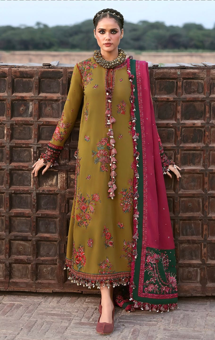 BAREEZE | DHANAK 3 PC FULL HEAVY EMB SUIT WITH HEAVY EMB SHAWL FOR WINTER 2027