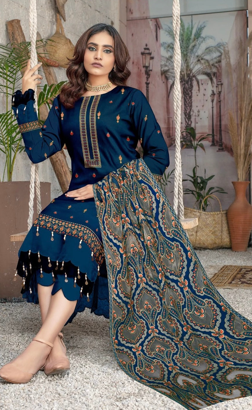 BAREEZE | DHANAK 3 PC FULL HEAVY EMB SUIT WITH HEAVY EMB SHAWL FOR WINTER 2027
