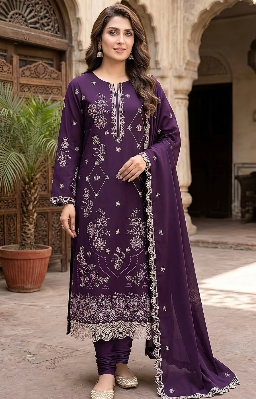 BAREEZE | DHANAK 3 PC FULL HEAVY EMB SUIT WITH HEAVY EMB SHAWL FOR WINTER 2027