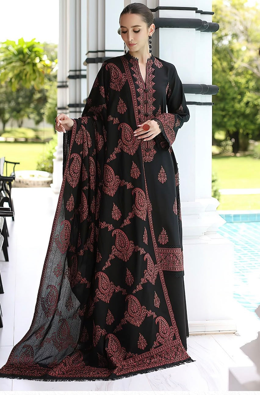 BAREEZE | DHANAK 3 PC FULL HEAVY EMB SUIT WITH HEAVY EMB SHAWL FOR WINTER 2027