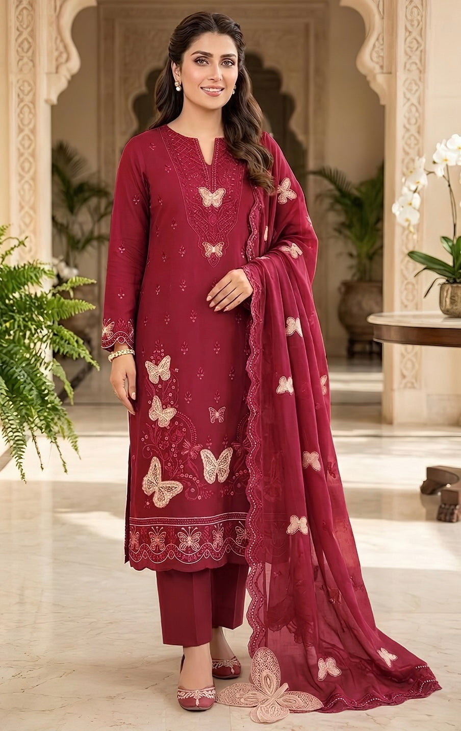 BAREEZE | DHANAK 3 PC FULL HEAVY EMB SUIT WITH HEAVY EMB SHAWL FOR WINTER 2027