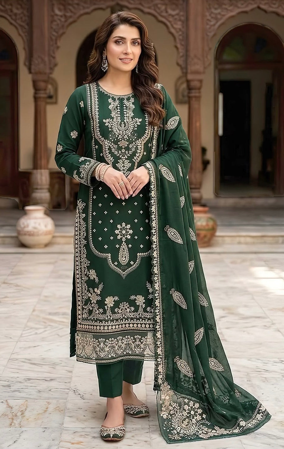 BAREEZE | DHANAK 3 PC FULL HEAVY EMB SUIT WITH HEAVY EMB SHAWL FOR WINTER 2027