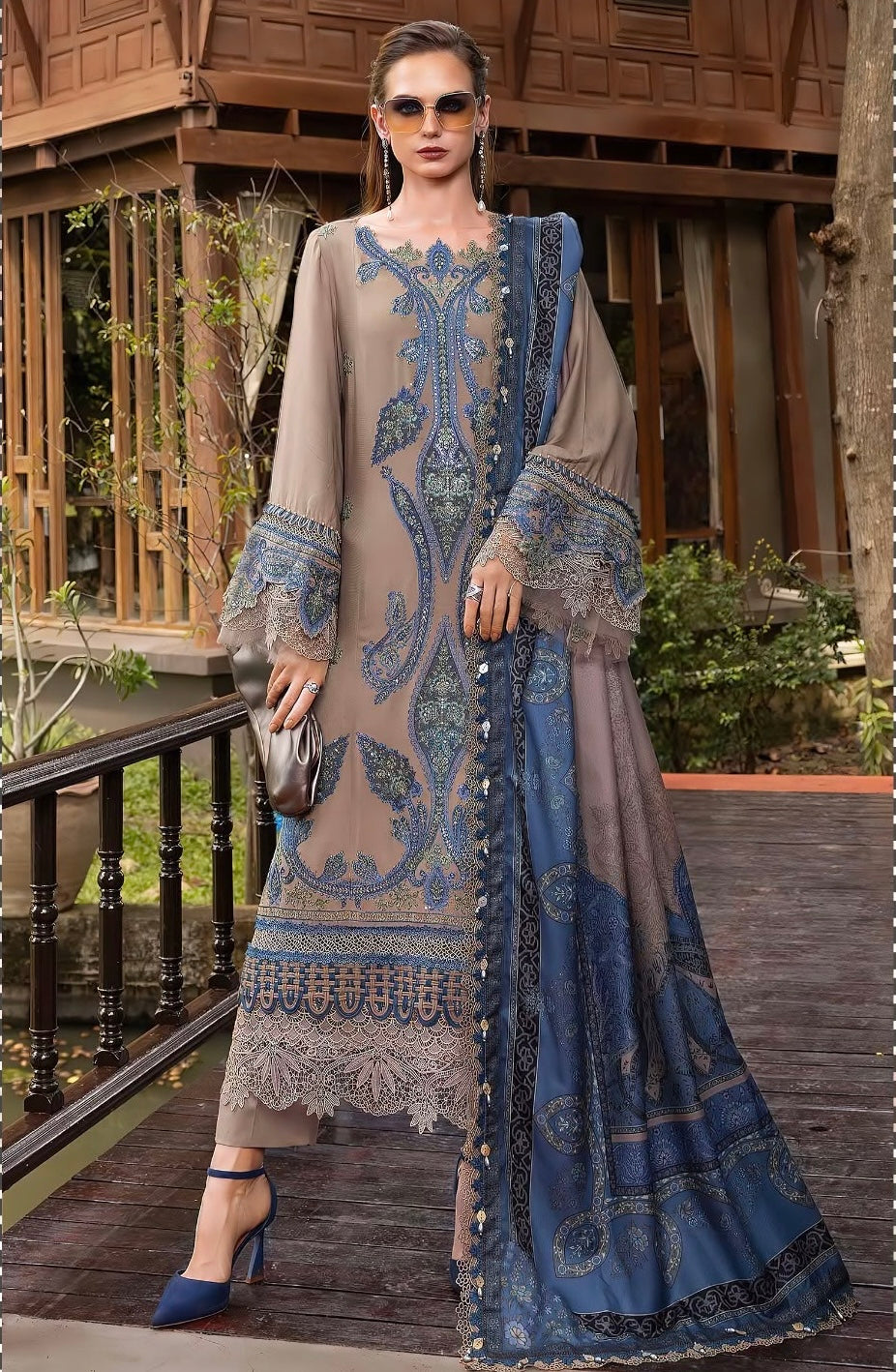 BAREEZE | DHANAK 3 PC FULL HEAVY EMB SUIT WITH HEAVY EMB SHAWL FOR WINTER 2027